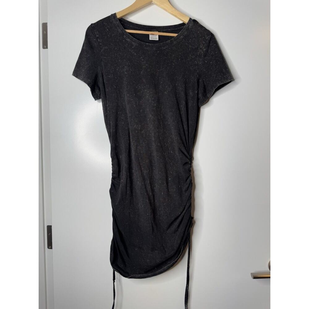 Victorias Secret PINK Short Sleeve Ruched Sides T-Shirt Dress Distressed LARGE